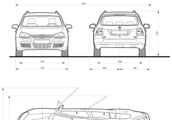 Volkswagen Golf V Variant (2007) (Фольцваген Гольф 5 Вариант (2007)) - чертежи (рисунки) автомобиля